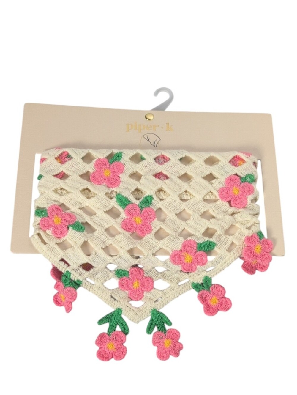 Piper K Pink Floral Crochet Head Scarf